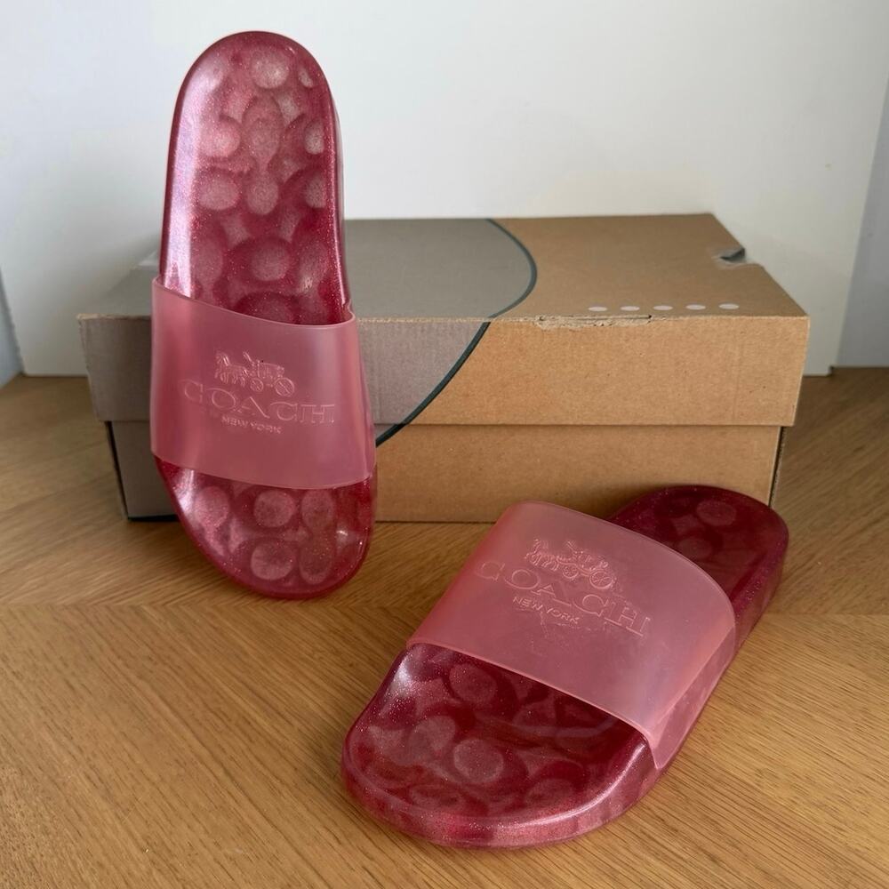 Coach Ulyssa Pink Jelly Women Pool Slides Sandals - SZ 7